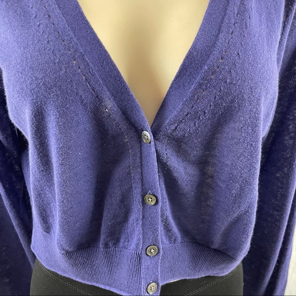 Tommy Bahama Purple Linen/Cotton Blend Cropped Button Up Cardigan M - Picture 6 of 10